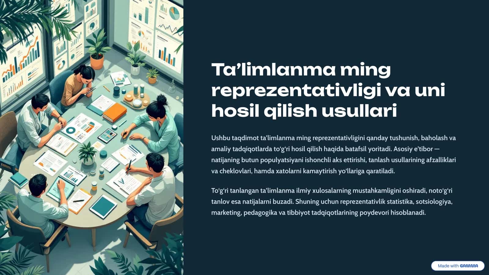 Ta’limlanma ming reprezentativligi va uni hosil qilish usullari 1