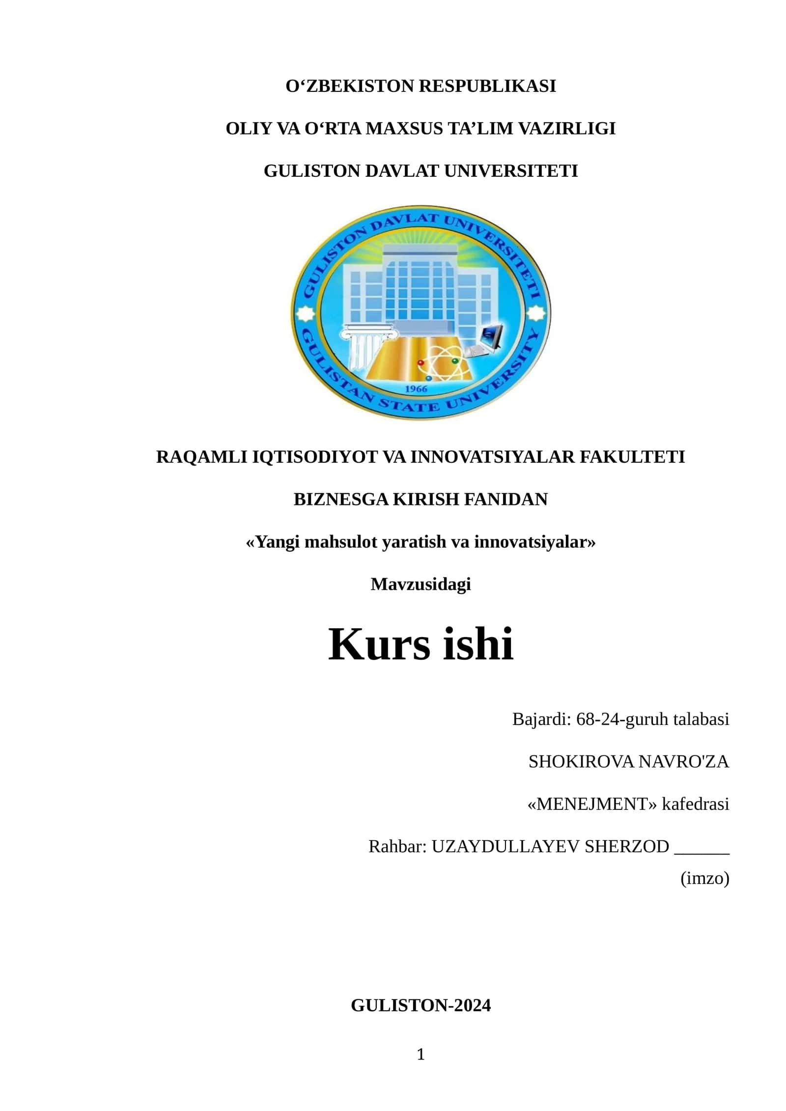 Yangi mahsulot yaratish va innovatsiyalar 1