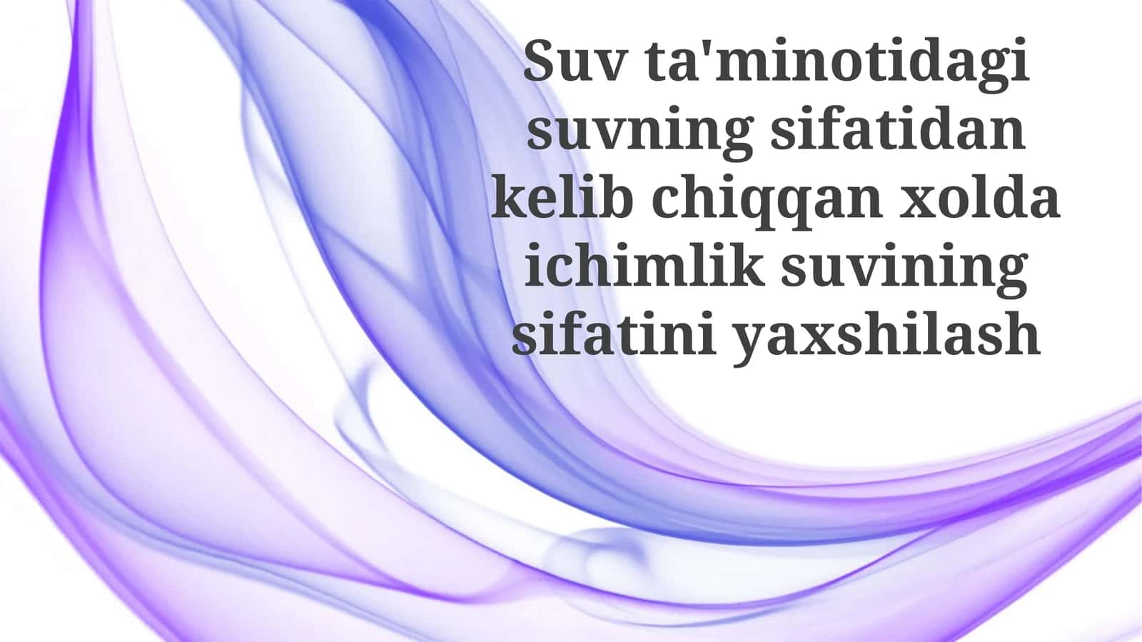 Ichimlik Suvi Sifatining Baholash 1