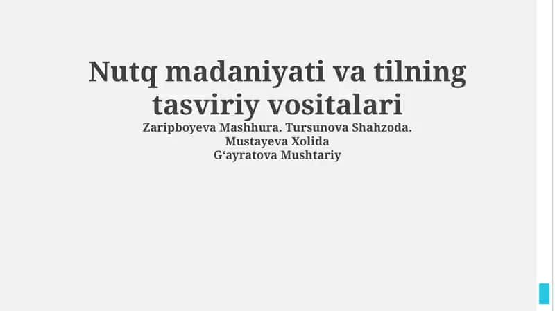 Nutq madaniyati va tilning tasviriy vositalari 1