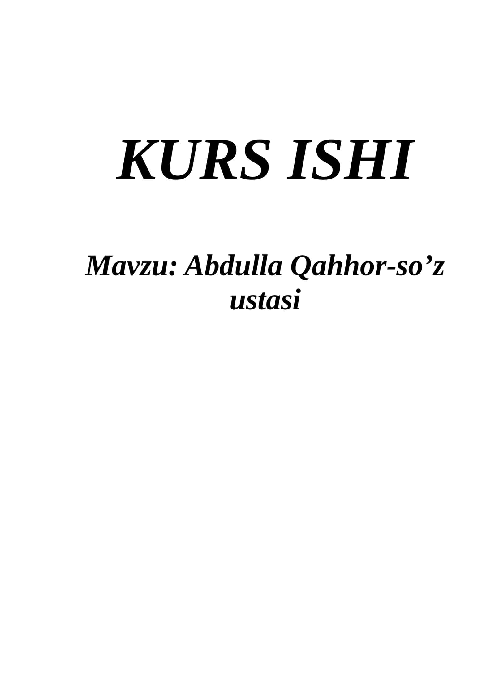 Abdulla Qahhor-so’z ustasi 1