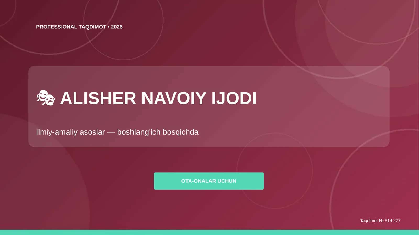 ALISHER NAVOIY IJODI Taqdimot • 2026 1