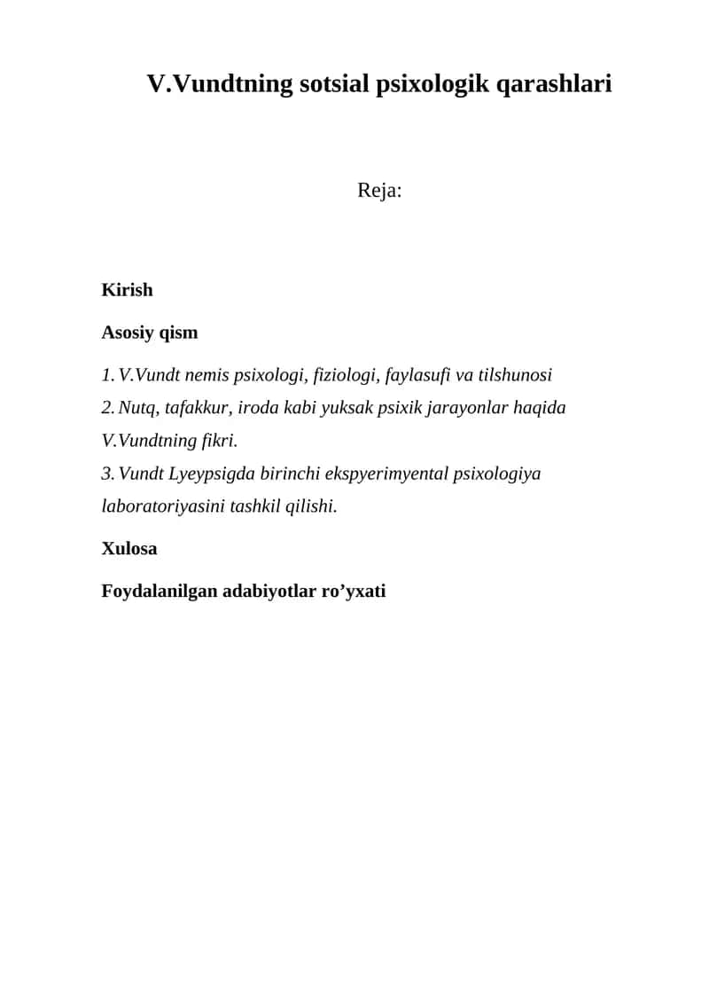 V.Vundtning sotsial psixologik qarashlari 1