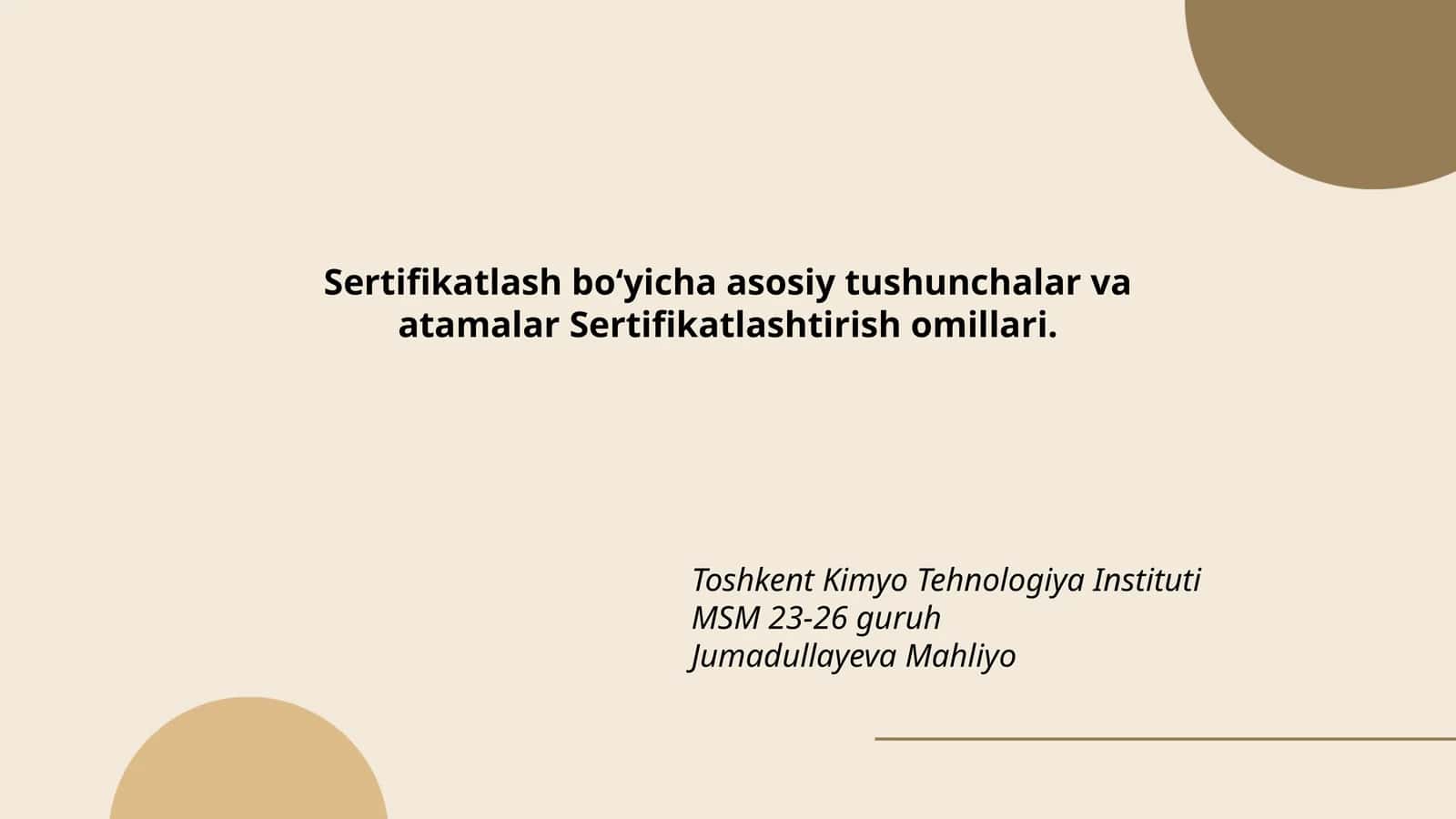 Sertifikatlashtirish asoslari 1