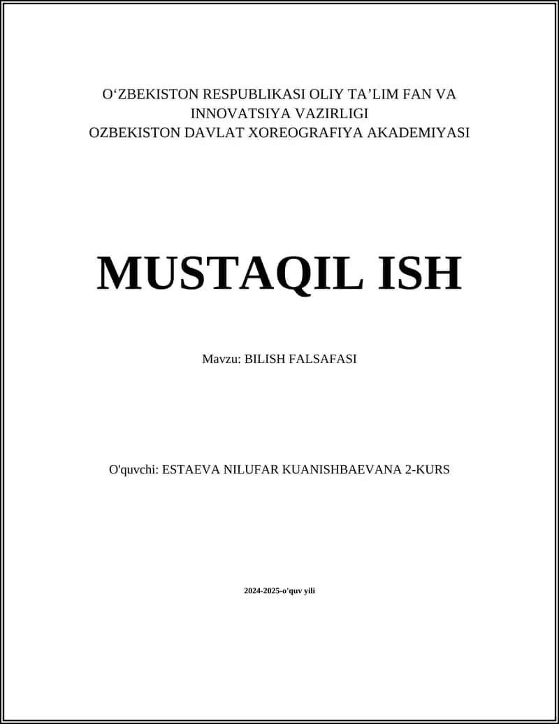 BILISH FALSAFASI 1
