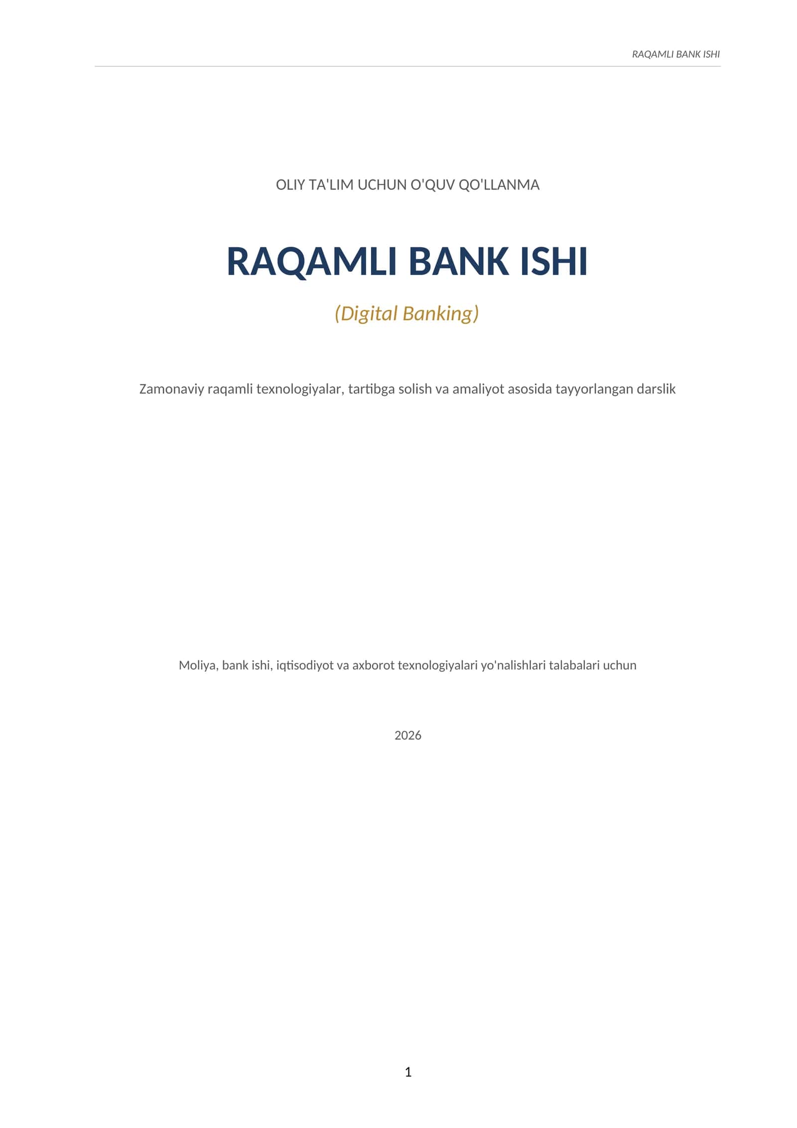 RAQAMLI BANK ISHI 1