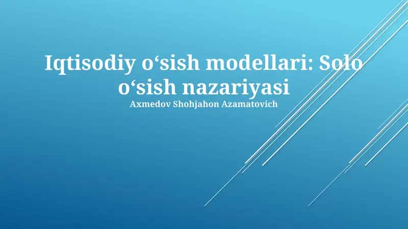 Solo oʻsish nazariyasi 1