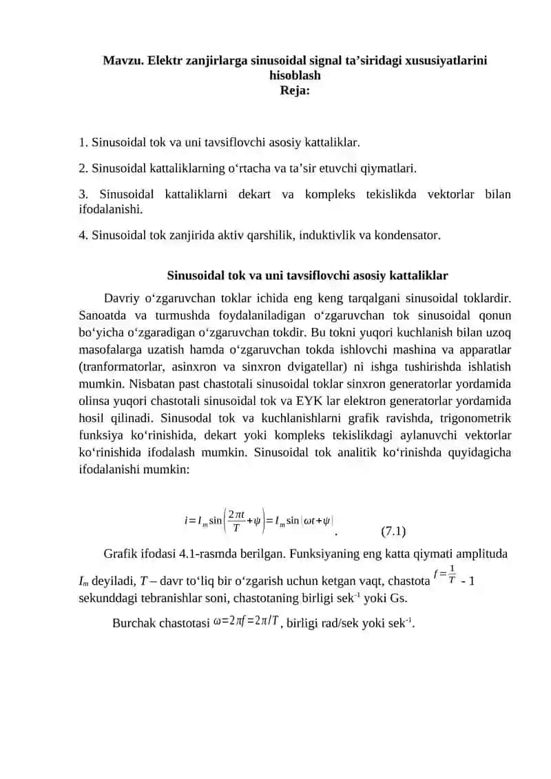 Sinusoidal signal ta’siri