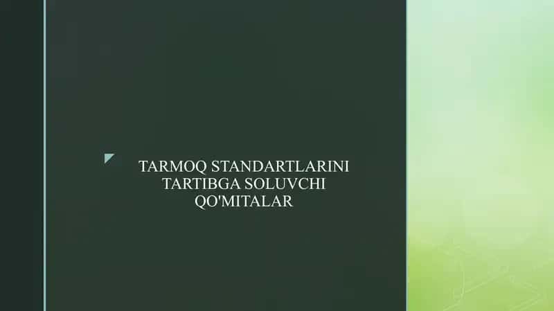 TARMOQ STANDARTLARINI TARTIBGA SOLUVCHI QO'MITALAR 1