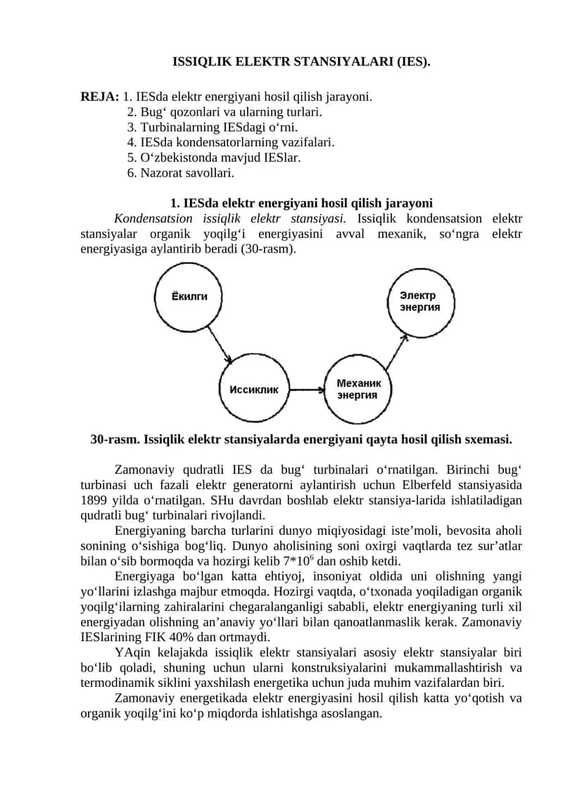 ISSIQLIK ELEKTR STANSIYALARI (IES) 1