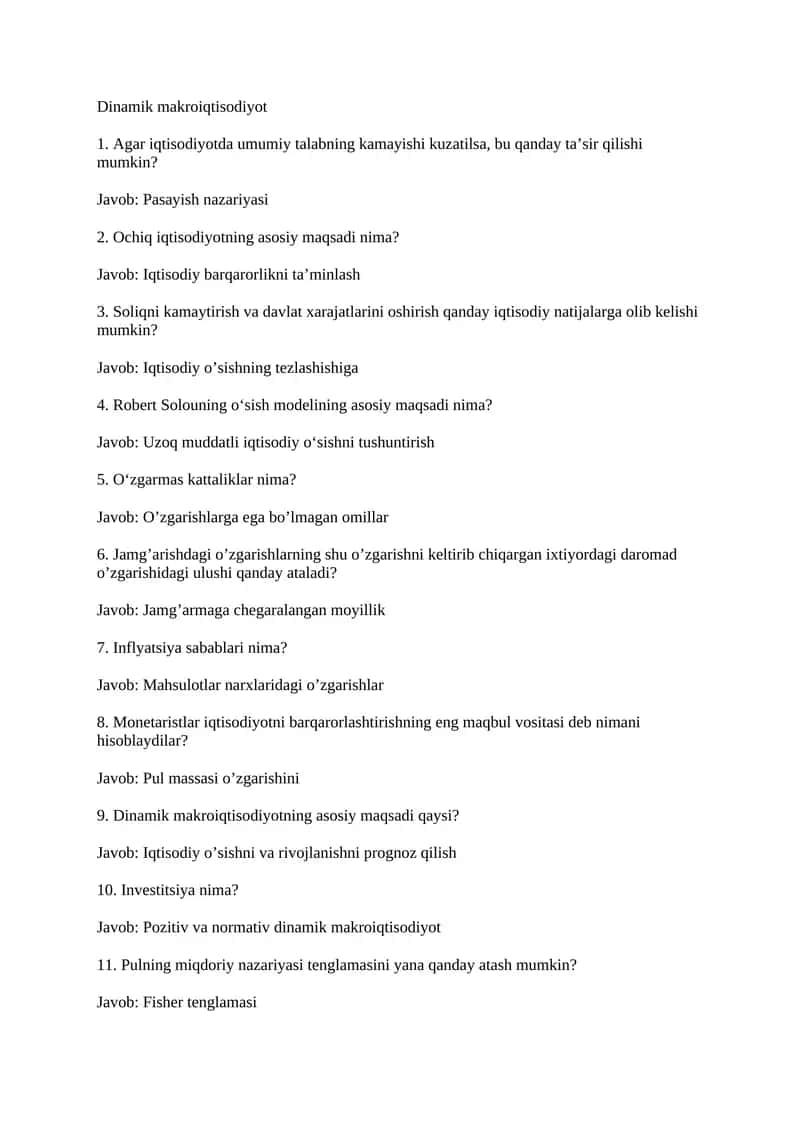 Dinamik makroiqtisodiyot 1