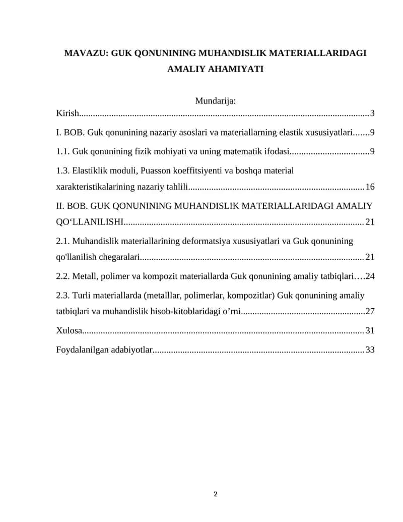 GUK QONUNINING MUHANDISLIK MATERIALLARIDAGI AMALIY AHAMIYATI 1