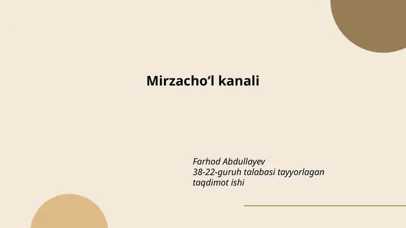 Mirzachoʻl kanali 1