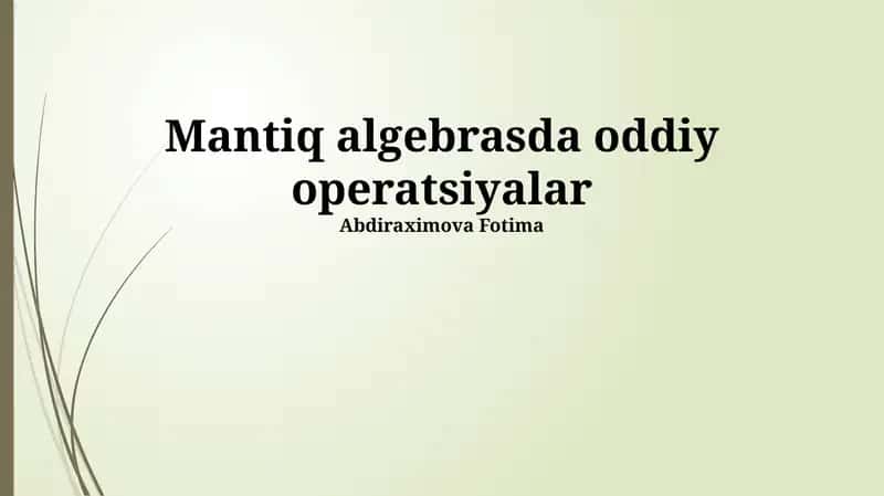 Mantiq algebrasi 1