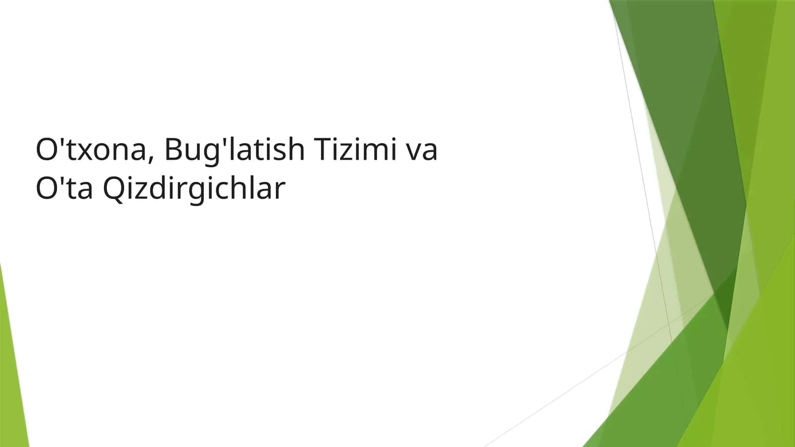O'txona, Bug'latish Tizimi va O'ta Qizdirgichlar 1