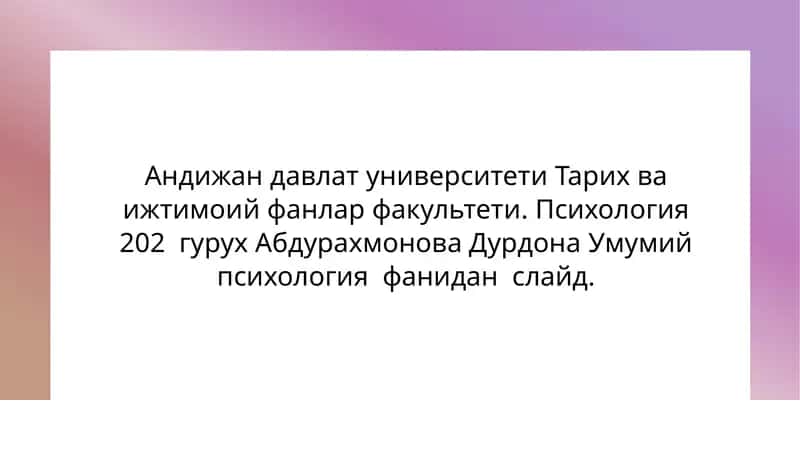 Umumiy psixologiya 1