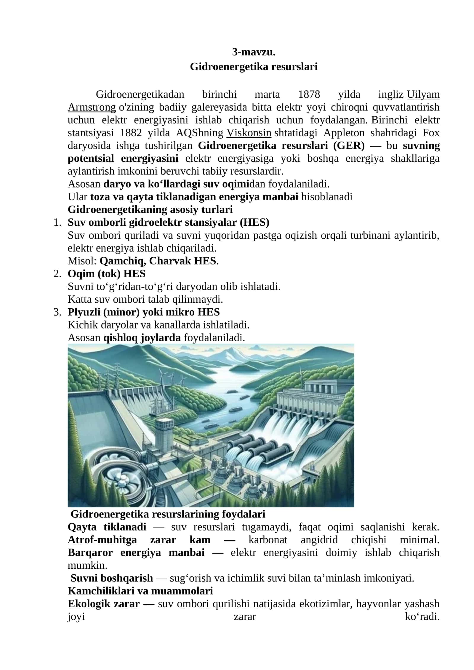 Gidroenergetika resurslari 1