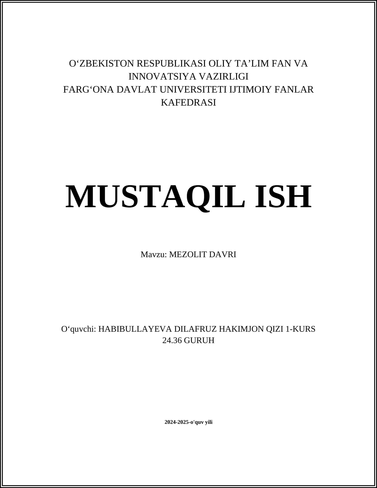 MEZOLIT DAVRI 1