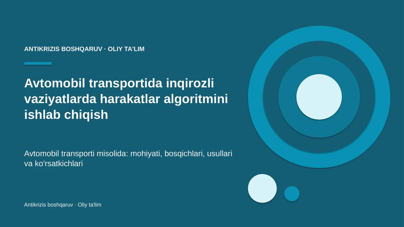 Inqirozli vaziyatlarda harakatlar algoritmi 1