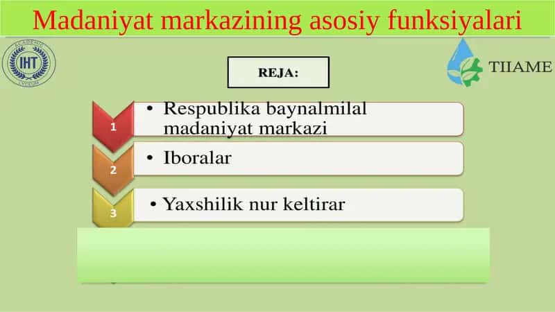 Madaniyat markazining asosiy funksiyalari 1