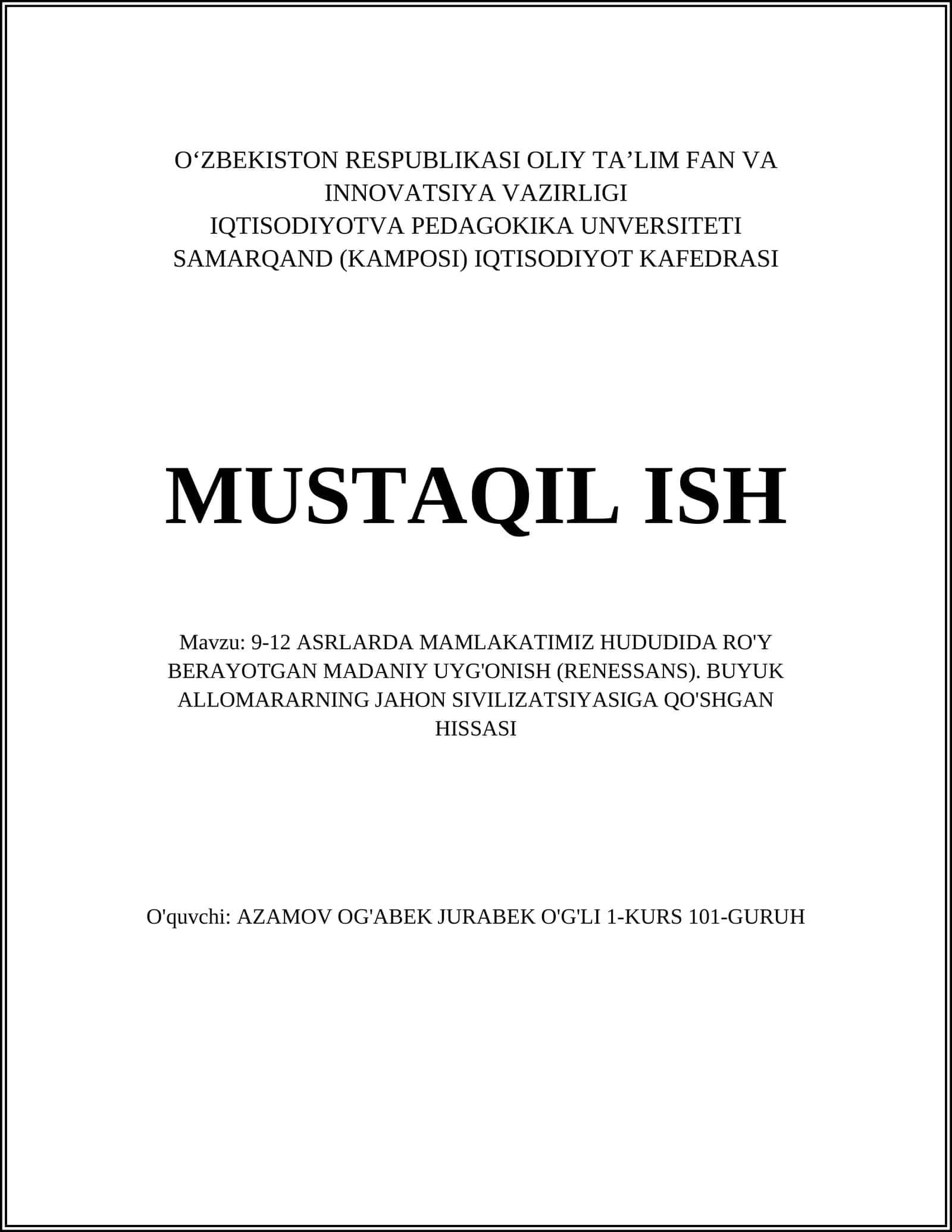 Temuriylar davri madaniy uyg'onish 1
