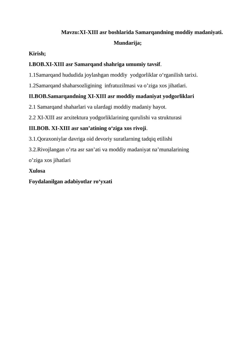 XI-XIII asr boshlarida Samarqandning moddiy madaniyati 1