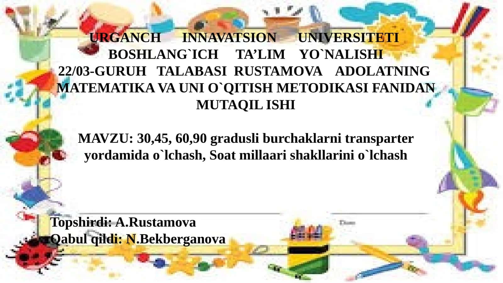 Burchak Graduslari va O'qitish Metodikasi 1