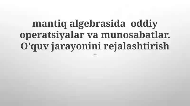 Bul'yan Algebrasi