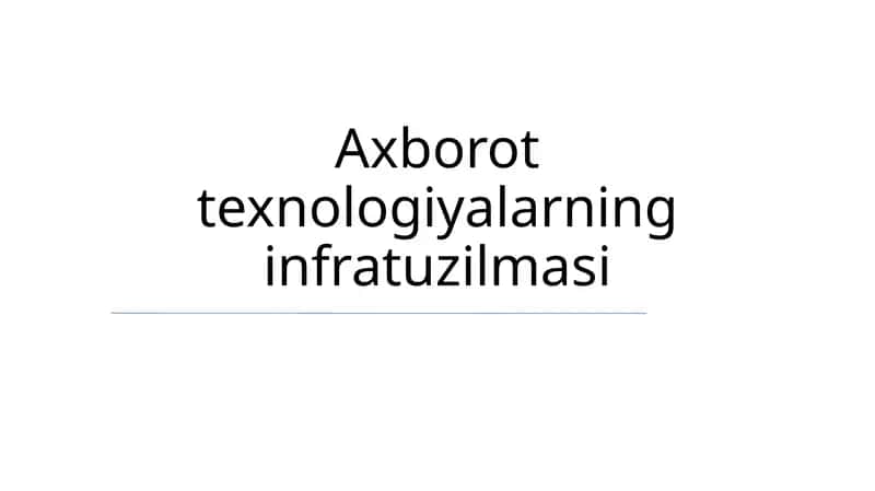 Apparat vositalari infratuzilmasi 1