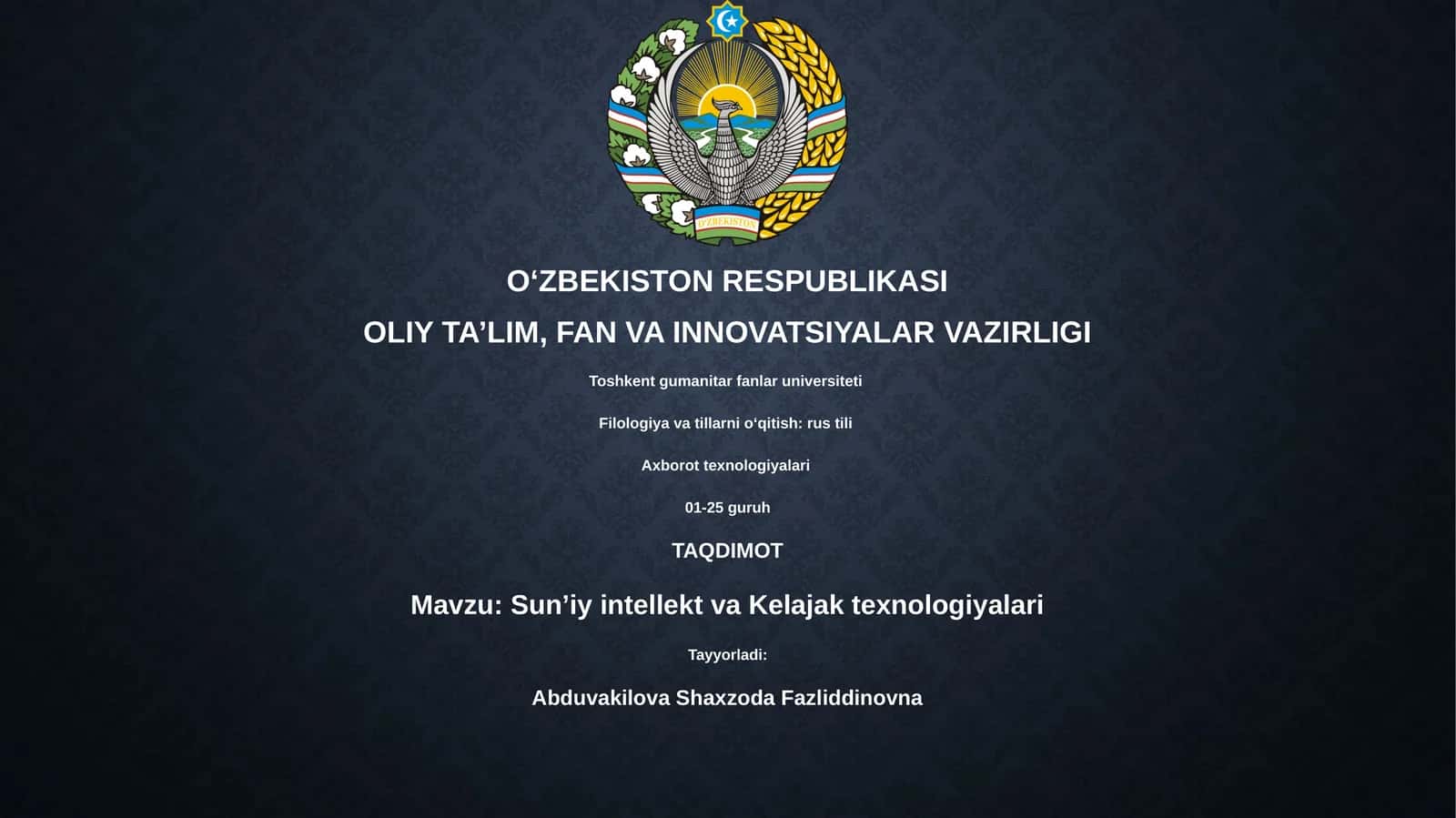 Sun’iy intellekt va Kelajak texnologiyalari 1