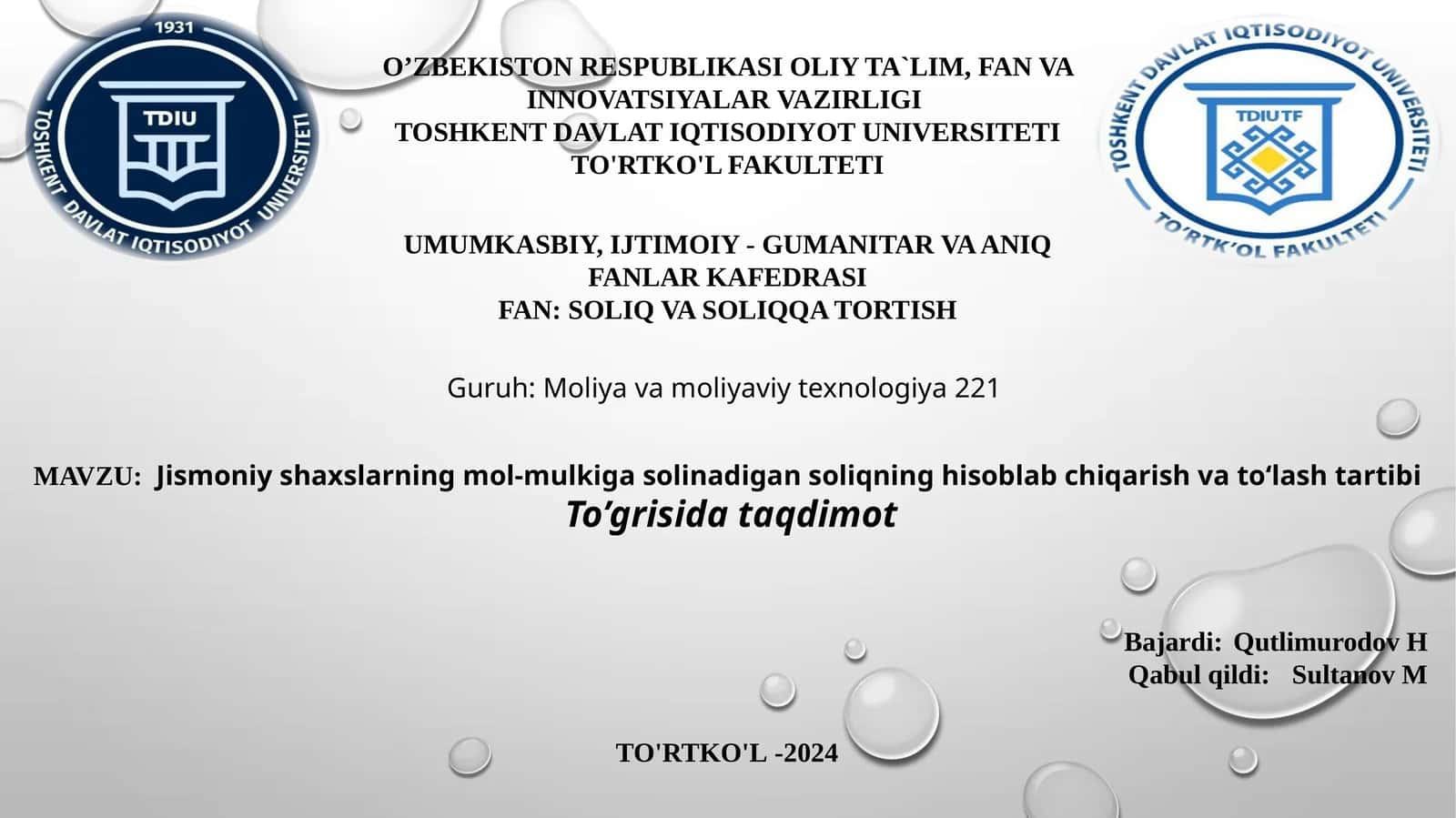 Jismoniy Shaxslarning Mol-Mulkiga Solinadigan Soliqning Hisoblab Chiqarish Vato‘lashtartibi 1