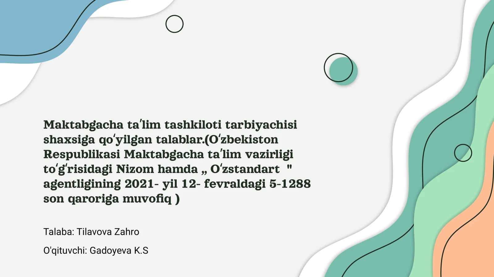 Maktabgacha taʼlim tashkiloti tarbiyachisi talablari 1