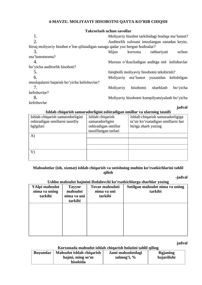 Moliyaviy hisobotni qayta ko'rib chiqsh 1