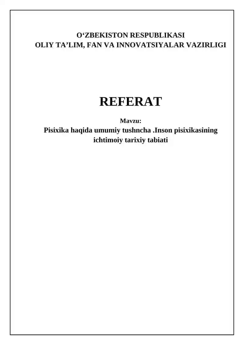 Psixologiya fanining umumiy tushunchalari