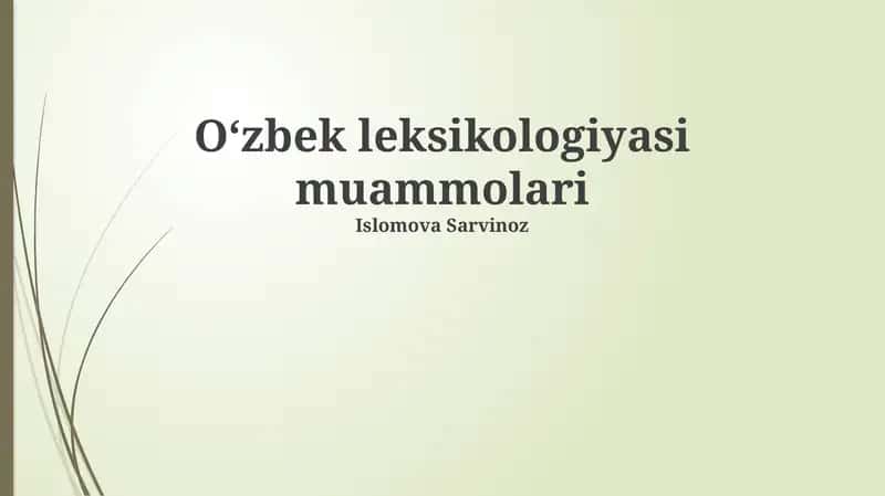 O‘zbek leksikologiyasi muammolari 1