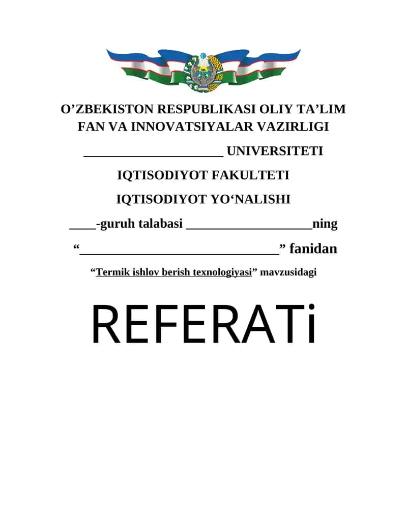 Termik ishlov berish texnologiyasi 1