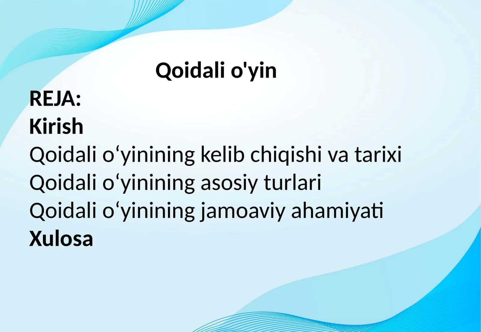 Qoidali o'yin 1