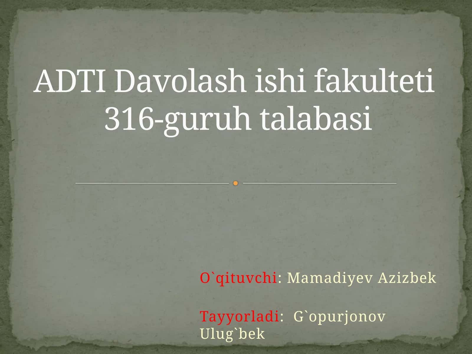 Operatsiyadan So'ngi Davr 1