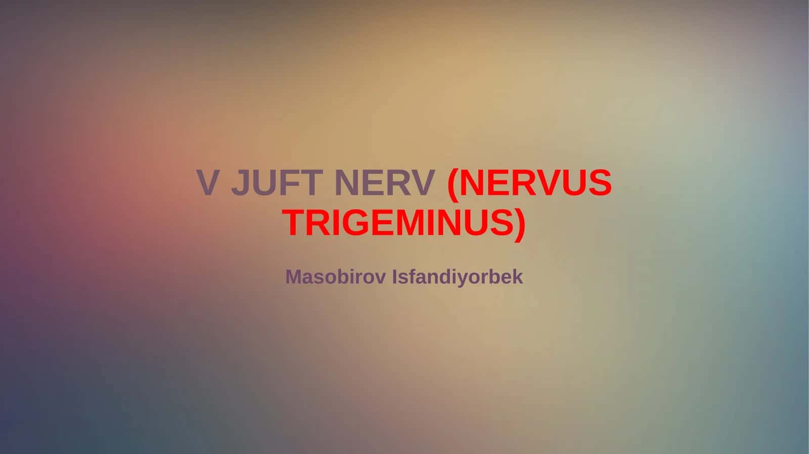 V JUFT NERV(NERVUS TRIGEMINUS) 1