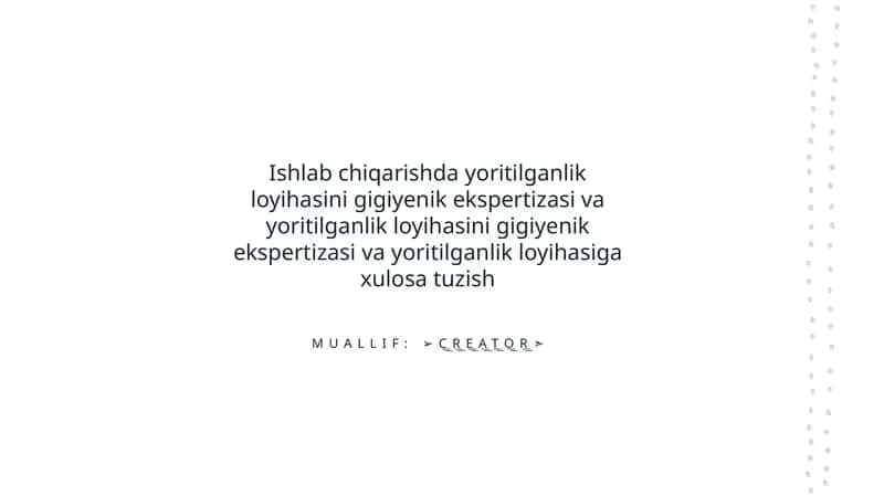 Ishlab chiqarishda yoritilganlik loyihasi 1