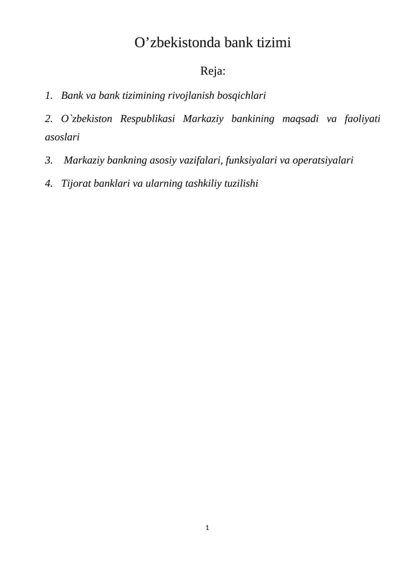 O’zbekistonda bank tizimi 1