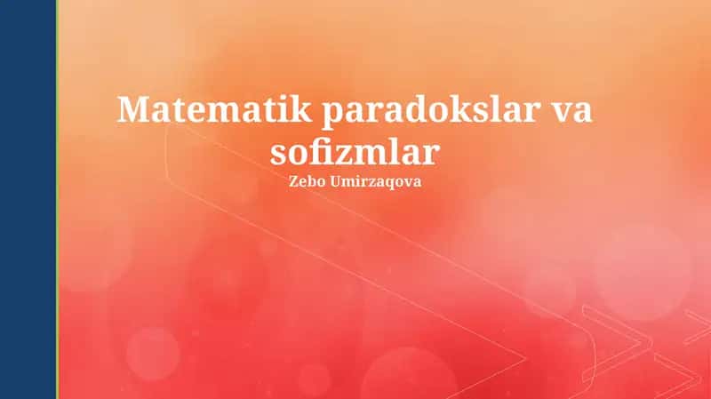 Matematik paradokslar va sofizmlar 1