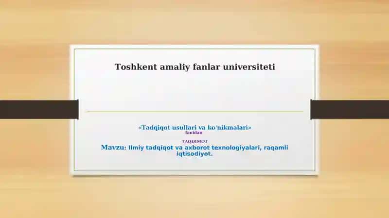 Ilmiy Tadqiqot va Axborot Texnologiyalari. Raqamli Iqtisodiyot