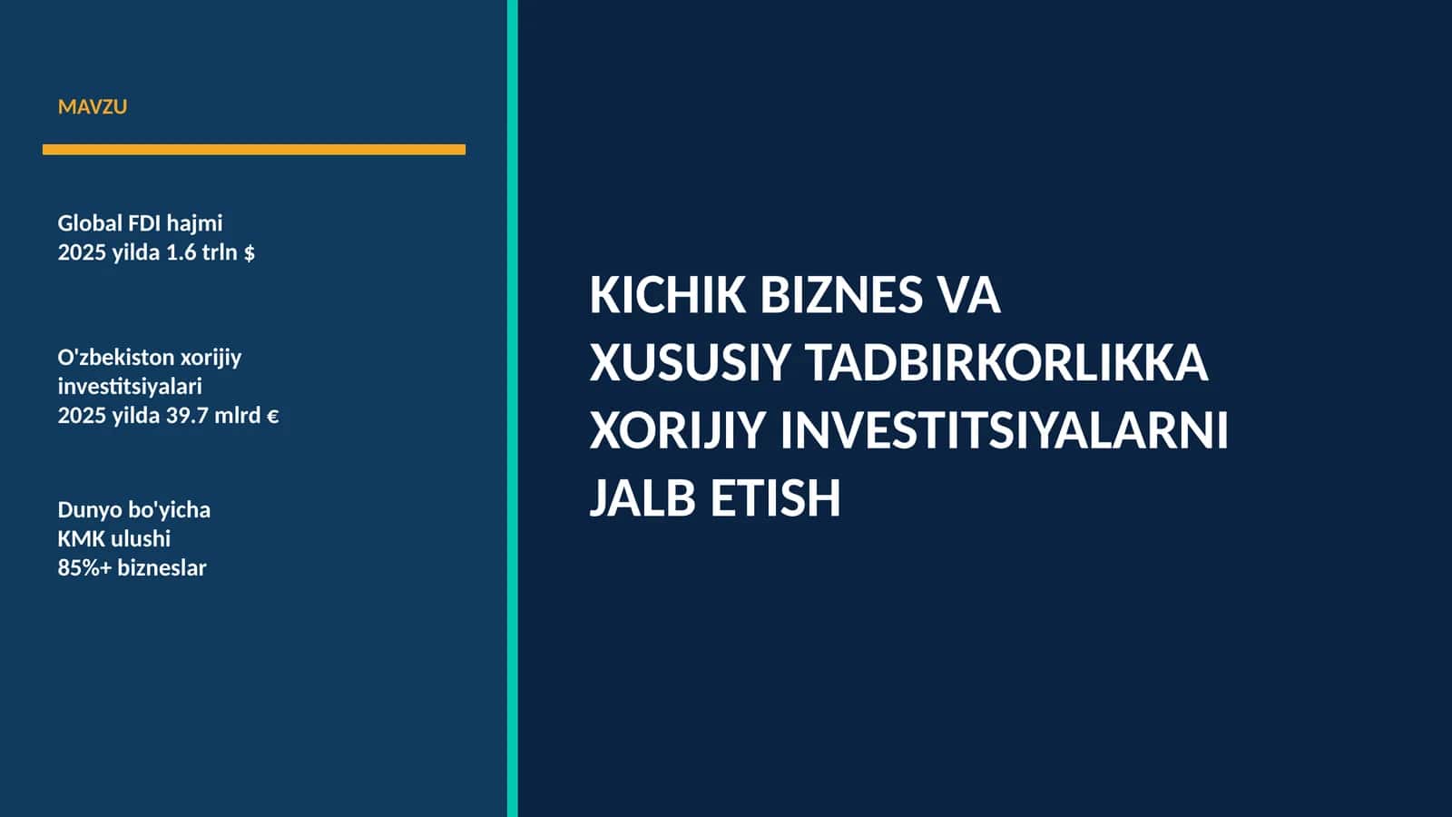 XORIJIY INVESTITSIYALARNI JALB ETISH 1
