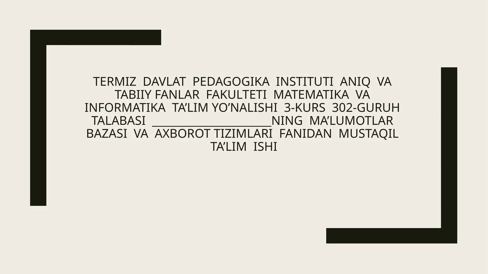MySQLdan foydalanish. MySQL – so‘rovlar yaratish, MySQL server va undan foydalanish 1