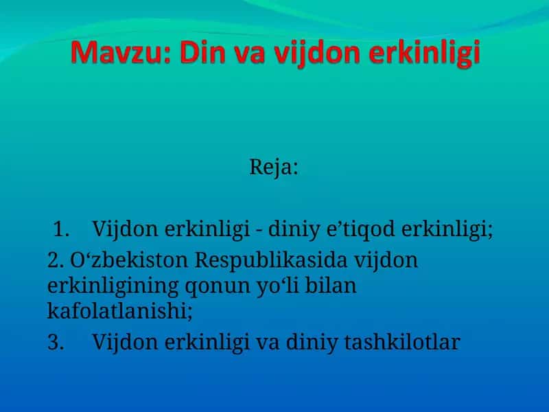 Din va vijdon erkinligi 1