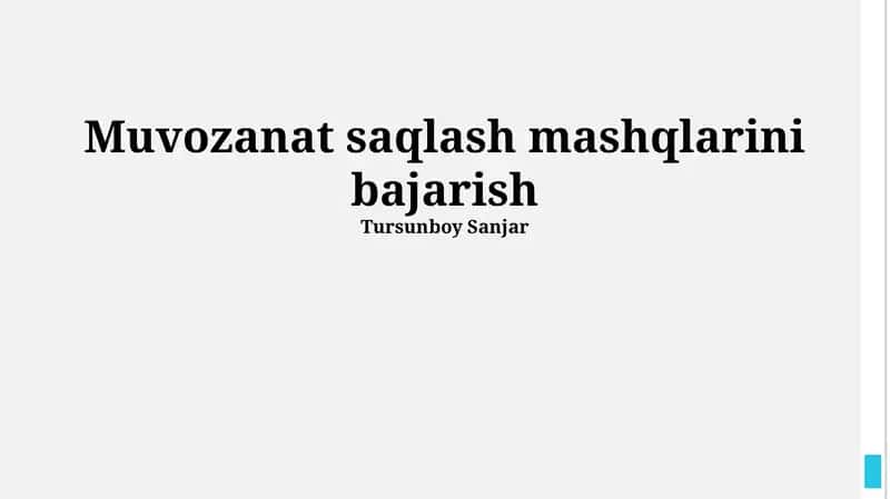 Muvozanat Mashqlarini bajarish 1