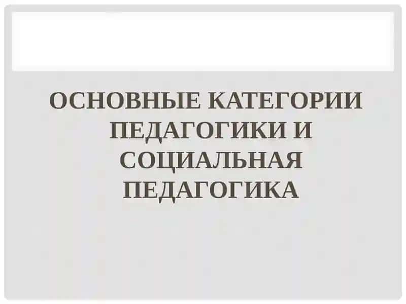 ОСНОВНЫЕ КАТЕГОРИИ ПЕДАГОГИКИ И СОЦИАЛЬНАЯ ПЕДАГОГИКА