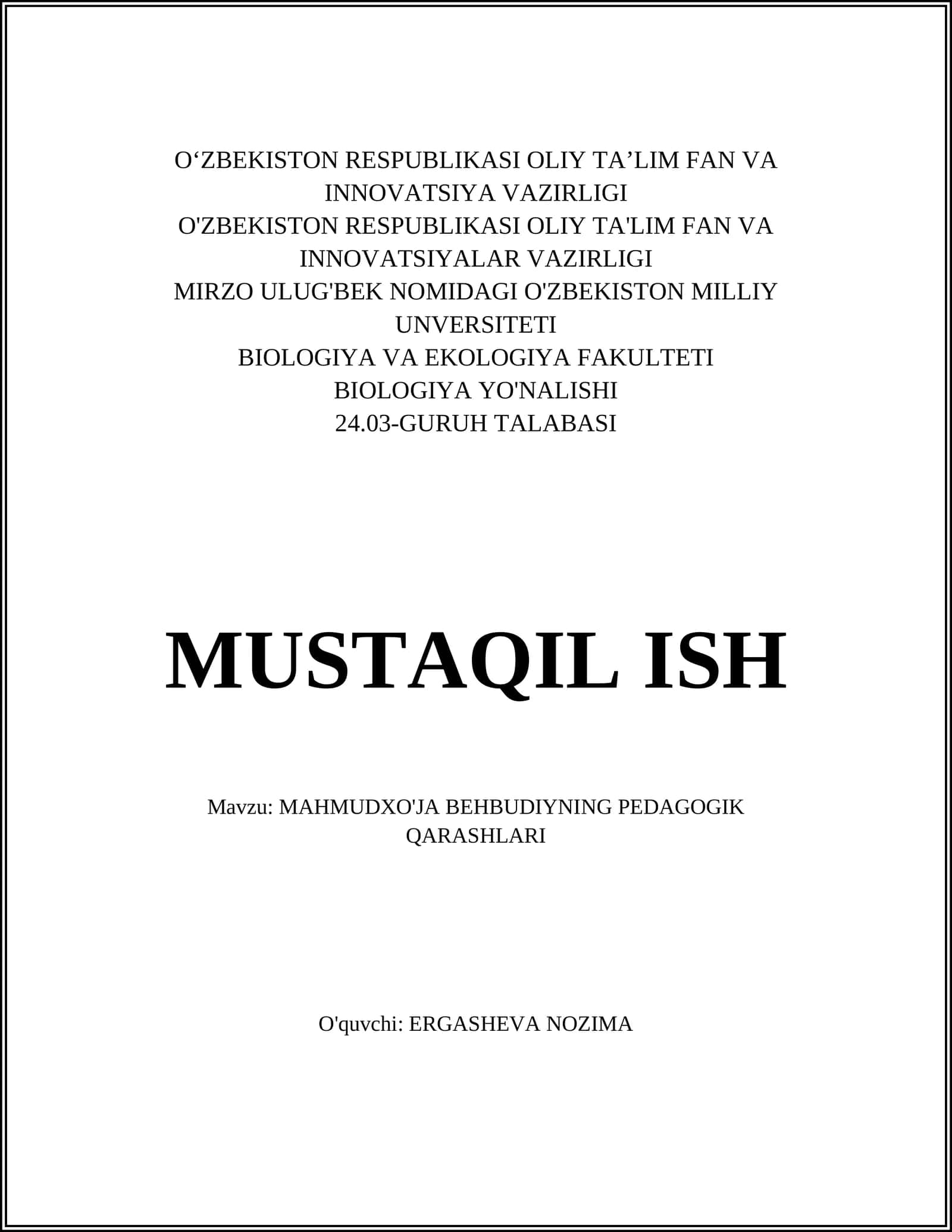MAHMUDXO'JA BEHBUDIYNING PEDAGOGIK QARASHLARI 1
