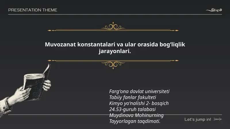 Muvozanat konstantalari va ular orasida bogʻliqlik jarayonlari 1